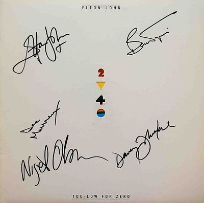 Elton John signed Too Low For Zero album. 1983 Too Low For Zero album. Signed: Elton John 
