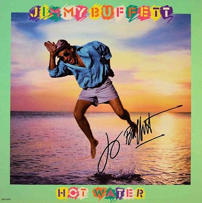 Jimmy Buffett signed Hot Water album. 1988 Hot Water album signed Jimmy Buffett.