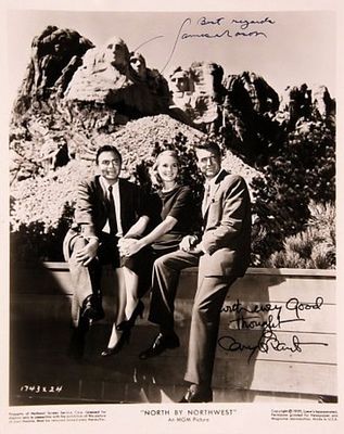 North By Northwest Cary Grant and James Mason signed portrait photo. 8 in. by 10 in. Black and 