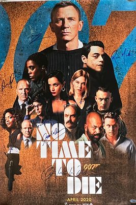 No Time To Die cast signed movie poster. GFA Authenticated. No Time To Die cast signed movie 