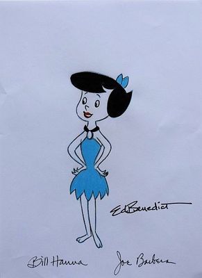 Hanna Barbera original signed Betty Rubble Sketch. The Flintstones Betty Rubble original signed 