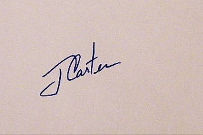 Jimmy Carter signature slip. Jimmy Carter 5 1/2 in. by 4 in. signature slip signed J Carter