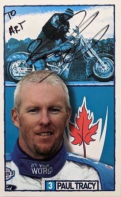 Racer Paul Tracy signed photo. Paul Tracy signed photo. 5x8 inches