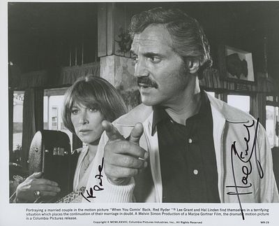 When You Comin' Back, Red Ryder? signed movie photo autographed by Lee Grant and Hal Linden.
