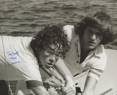 Thomas Dunlop signed "Jaws 2" movie photo. "Jaws 2" 8x10 movie photo autographed by Thomas Dunlop.