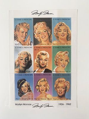 Marilyn Monroe Stamp Set - S&atilde;o Tom&eacute; and Pr&iacute;ncipe - 1994. Marilyn Monroe Set of 9 Stamps - S&atilde;o 