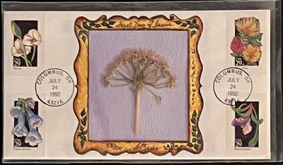 Pressed Flower Art FDC 1992.4x6 inches.