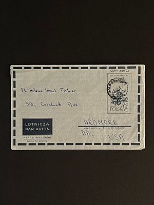 1957 Poland Stamped Airmail Envelope