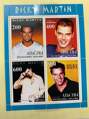 Ricky Martin collectors stamp set. This is a set of 4 Ricky Martin commemorative stamp set.