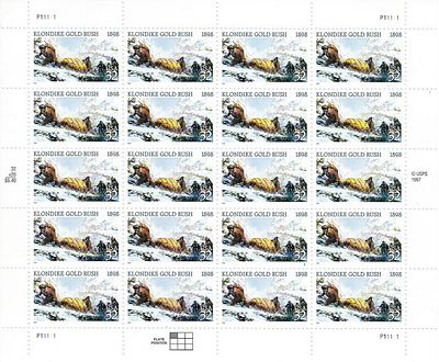 Klondike Gold Rush Stamps. Klondike Gold Rush 20 x 32 Cent U.S. Postage Stamps 1997 #3235