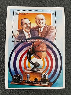 1996 100th anniversary of wireless transmission souvenir stamp sheet. 1996 Dominica souvenir 