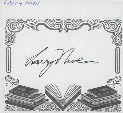 Lucifer's Hammer Author Larry Niven signed bookplate. Larry Niven signed bookplate