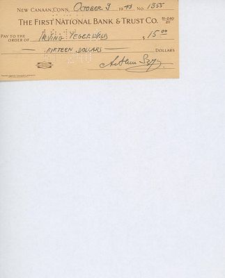 Artist Arthur Szyk/ Canterbury Tales signed check. Artist Arthur Szyk signed check dated 