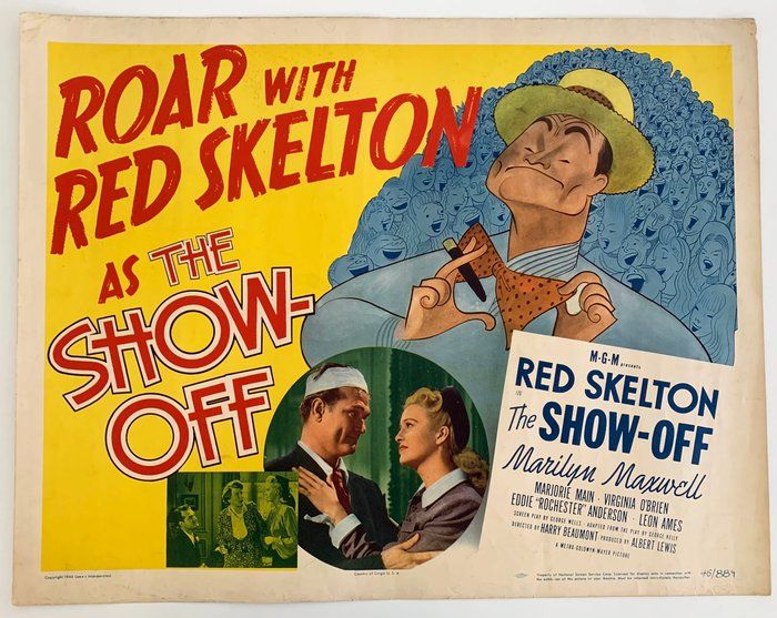 Lot 233: Roar with Red Skeleton in The Show-Off vintage movie poster