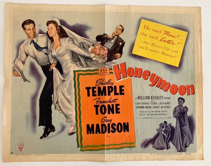 Lot 268: Honeymoon vintage  1947 movie poster