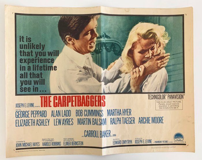 Lot 278: The Carpetbaggers 1964 vintage movie poster