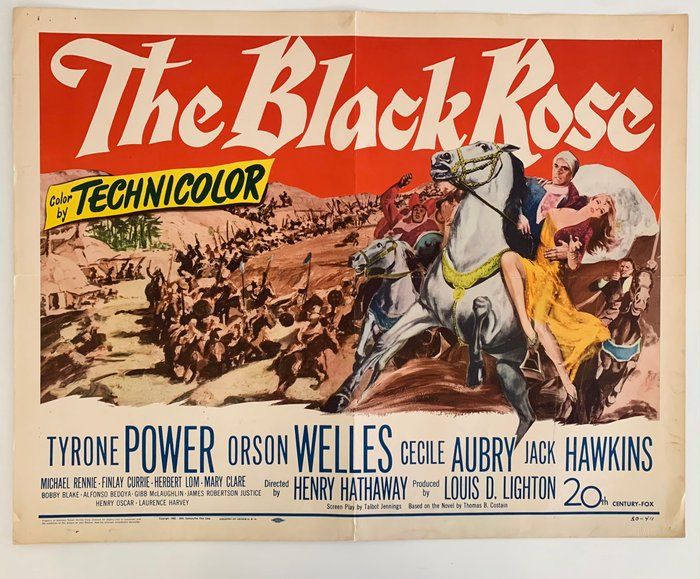 Lot 357: The Black Rose vintage 1950 movie poster