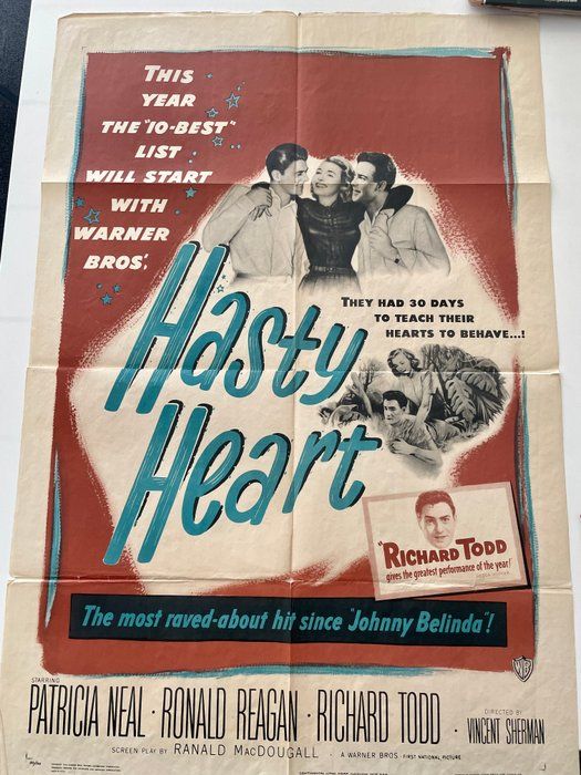 Lot 374: Hasty Heart 1950 vintage movie poster