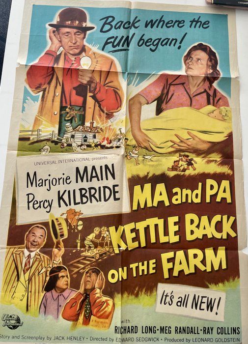 Lot 407: Ma and Pa Kettle Back on the Farm 1951 vintage movie poster