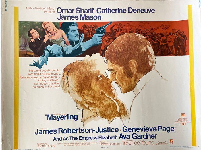 Lot 435: Mayerling 1968 Original Vintage Movie Poster 22x28 Omar Sharif Catherine Deneuve