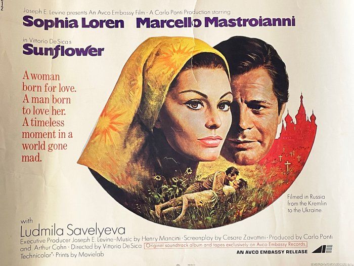 Lot 446: Sunflower 1970 vintage movie poster