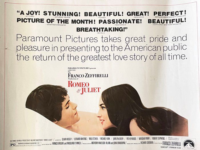 Lot 464: Romeo and Juliet 1968 vintage movie poster