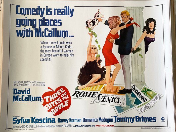 Lot 535: Three Bites of the Apple 1967 vintage movie poster