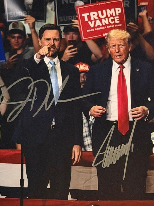 Lot 57: 2024 Trump Vance signed photo.