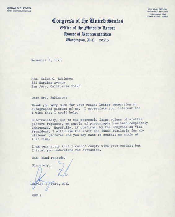 Lot 67: President Gerald Ford signed letter