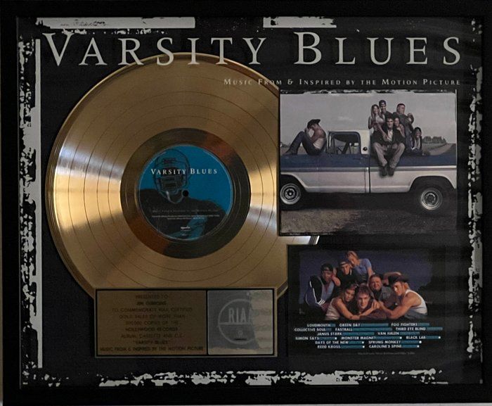 Lot 68: Varsity Blues RIAA award custom framed