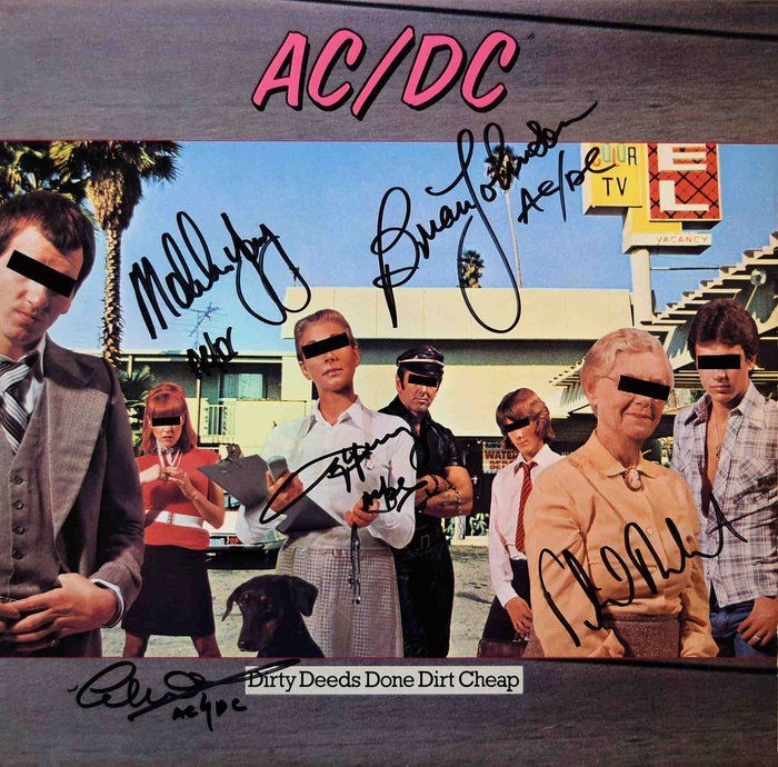 Lot 79: AC/DC Dirty Deeds Done Dirt Cheap signed album