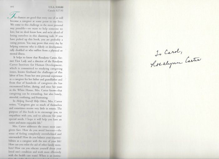 Lot 156: First Lady Rosalynn Carter signed book