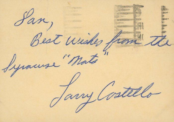 Lot 235: Larry Costello original signature cut