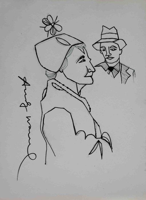 Lot 290: Andy Warhol Signed Sketch