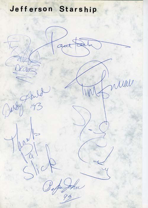 Lot 355: Jefferson Starship band signed autograph page