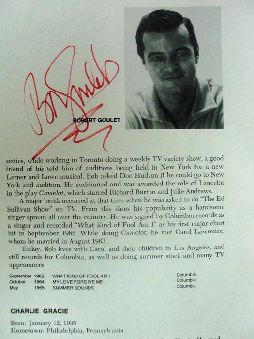 Lot 373: Robert Goulet signed book photo