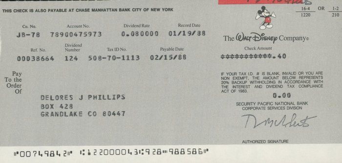 Lot 33: Author Delores Phillips personal check