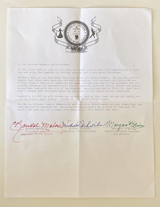 Lot 45: Margaret O'Brien signed letter