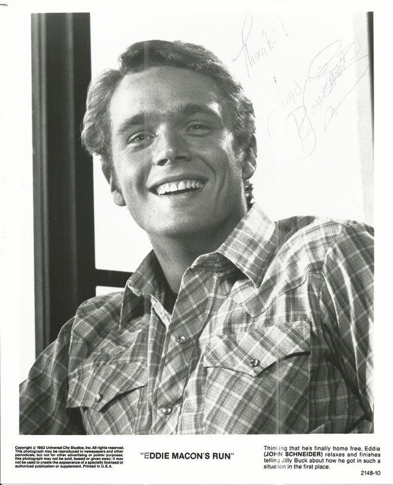 Lot 190: Eddie Macon's Run John Schneider Signed Movie Photo
