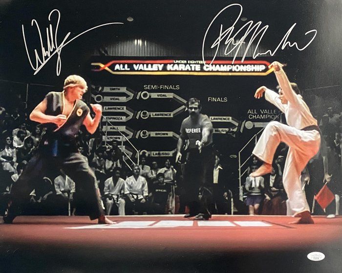 Lot 194: The Karate Kid Ralph Macchio and William Zabka signed movie poster (JSA)