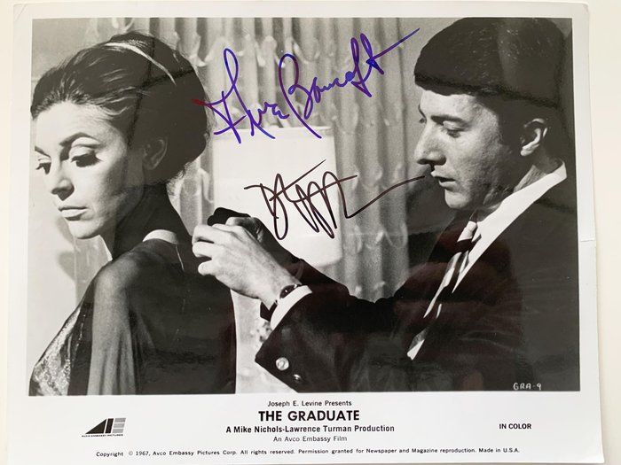 Lot 268: The Graduate 1967 Anne Bancroft and Dustin Hoffman signed movie photo