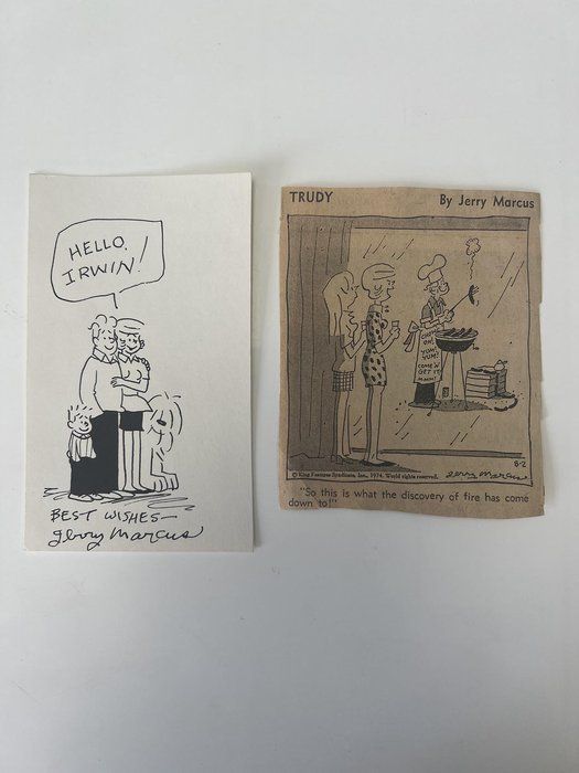 Lot 277: Jerry Marcus hand drawn and signed Trudy sketch with comic strip