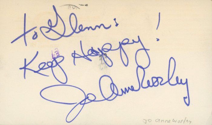 Lot 349: Laugh In's Jo Anne Worley signed note