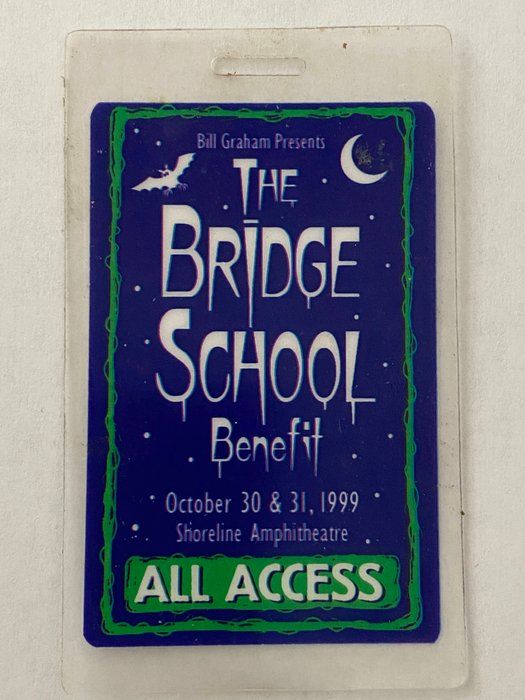 Lot 352: Pearl Jam , Neil Young The Bridge School Benefit 1999 Backstage Pass