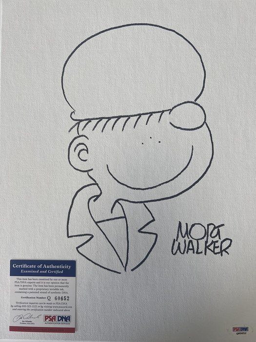 Lot 395: Mort Walker Beetle Bailey hand drawn and signed sketch. PSA