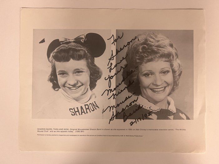 Lot 424: Mousketeer Sharon Baird signed photo