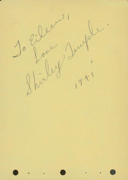Lot 431: Shirley Temple signed note. GFA Authenticated