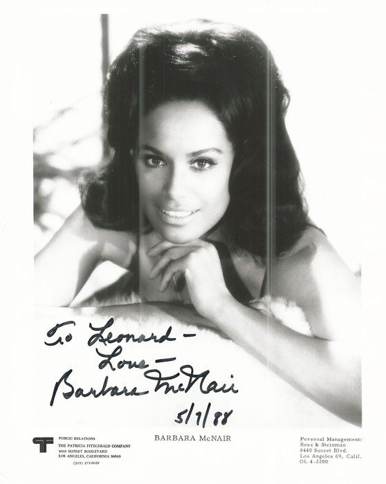 Lot 456: Venus in Furs Barbara McNair Signed Photo