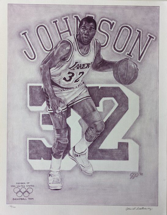 Lot 458: Magic Johnson Original Artwork