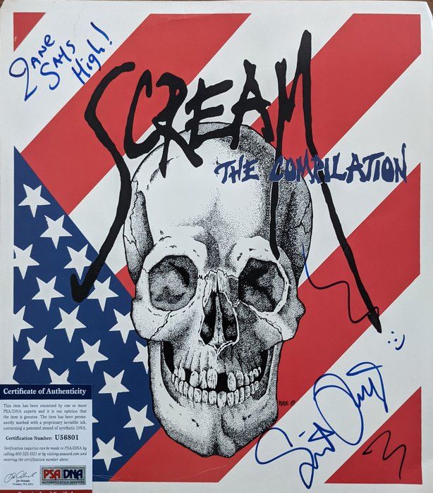 Lot 553: Scream The Compilation Signed Album Cover - PSA Authenticated signed by Steven Perkins